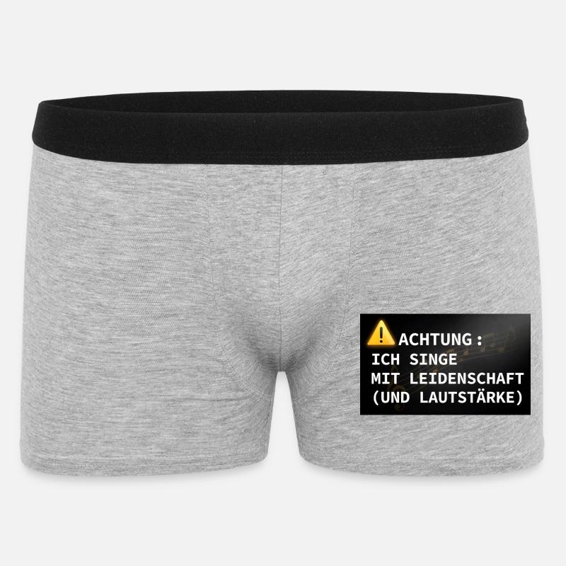 Achtung: Ich singe mit Leidenschaft - Männer Boxer Shorts - Grau meliert