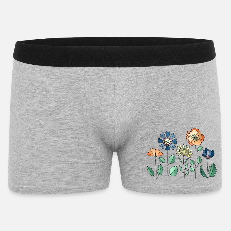 Blumen - Männer Boxer Shorts - Grau meliert