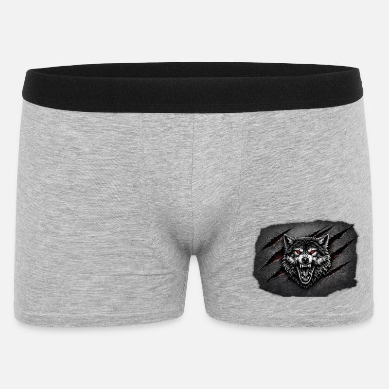 Red eye wolf with scratch marks - Men's Boxer Shorts - heather grey