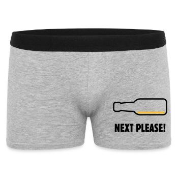 Next Please! (Bier / Bierchen / POS 2C) - Männer Boxer Shorts - Grau meliert - Vorne