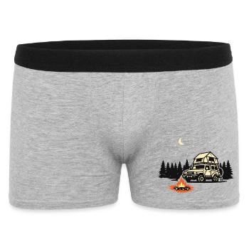 Dachzelt Camping Shirt für Outdoor Abenteurer - Männer Boxer Shorts - Grau meliert - Vorne