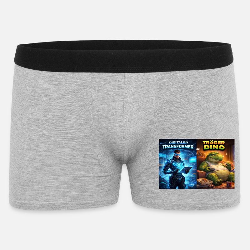 Digitaler Tech-Kämpfer oder träger Dino - Männer Boxer Shorts - Grau meliert