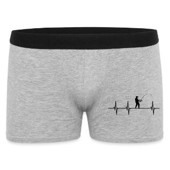 Angler Angeln Herzschlag - Männer Boxer Shorts - Grau meliert - Vorne