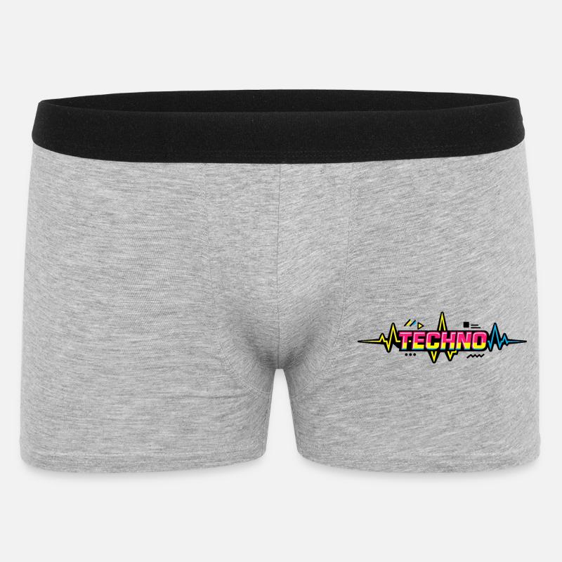 Techno Neon Pulse - Männer Boxer Shorts - Grau meliert