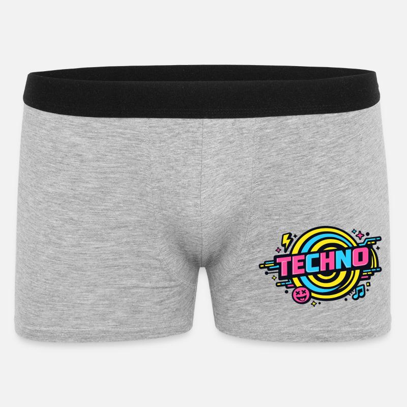 Techno Neon Retro Kreis - Männer Boxer Shorts - Grau meliert