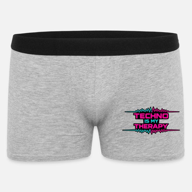 Techno Therapy Neon Pulse - Männer Boxer Shorts - Grau meliert