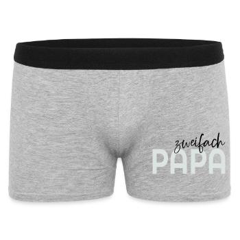 Baby Zweifach Papa - Männer Boxer Shorts - Grau meliert - Vorne