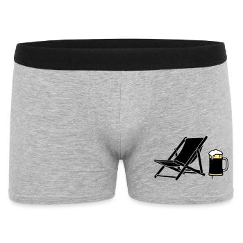 Liegestuhl Bierkrug Silhouette - Männer Boxer Shorts - Grau meliert - Vorne