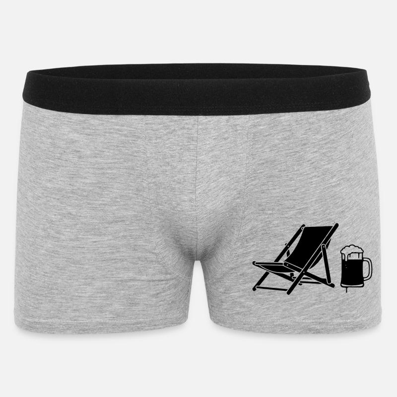 Liegestuhl Bier Urlaub Icon - Männer Boxer Shorts - Grau meliert
