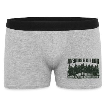 Adventure is out there – Cardio Humor Spruch - Männer Boxer Shorts - Grau meliert - Vorne