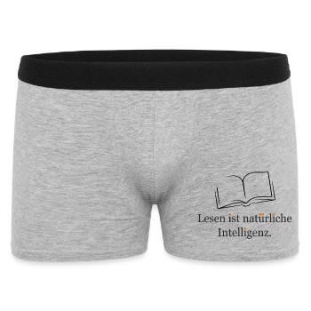 Lesen ist natürliche Intelligenz - Männer Boxer Shorts - Grau meliert - Vorne