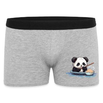 Kawaii Panda im Nudeln Bowl - Männer Boxer Shorts - Grau meliert - Vorne