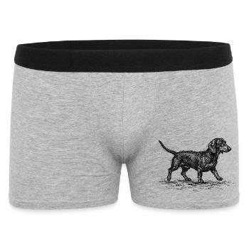 Dackel Sketch – Minimalistisches Hund Design - Männer Boxer Shorts - Grau meliert - Vorne