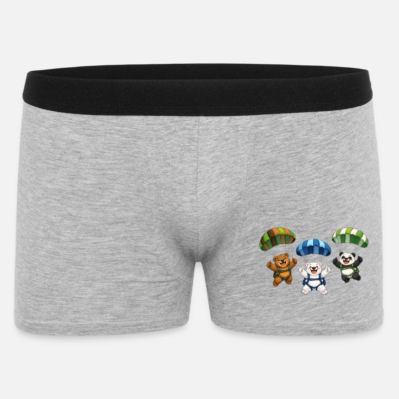 Drei Bären springen mit einem Fallschirm - Männer Boxer Shorts - Grau meliert