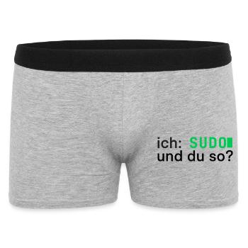 ich: SUDO und du so? Linux Programmierer - dunkel - Männer Boxer Shorts - Grau meliert - Vorne