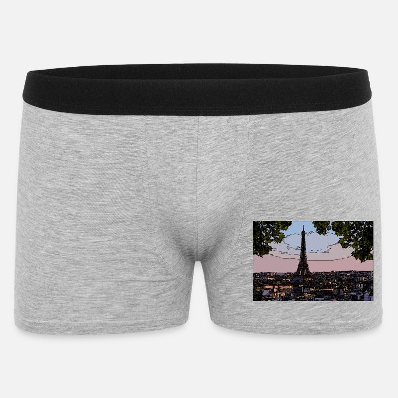 Paris Abendstimmung am Eiffelturm - Männer Boxer Shorts - Grau meliert