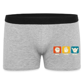 Stein Papier Entspann dich, bleib locker, lustiger - Männer Boxer Shorts - Grau meliert - Vorne