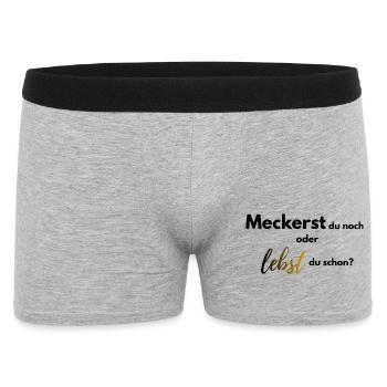 Meckerst du noch oder lebst du schon farbig - Männer Boxer Shorts - Grau meliert - Vorne