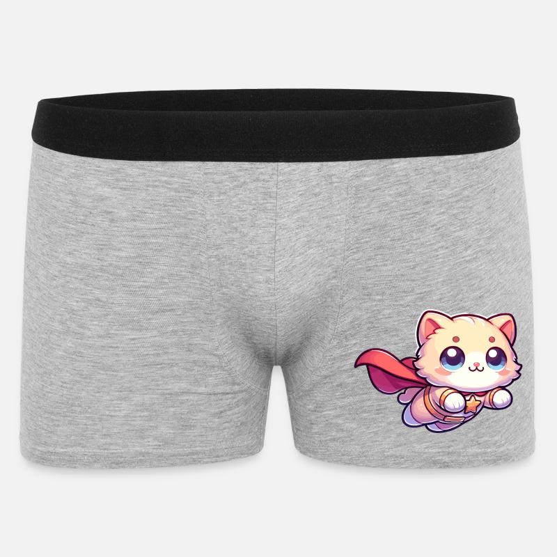 Superheld Katze Kätzchen Helden Mieze - Männer Boxer Shorts - Grau meliert