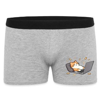 Geek-Chat im Homeoffice-Modus - Männer Boxer Shorts - Grau meliert - Vorne