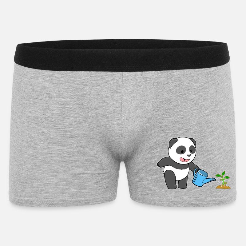 Panda Pandabär Gärtner Gießkanne - Männer Boxer Shorts - Grau meliert