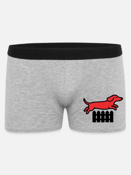 Dackel Sprung Zaun Agility - Männer Boxer Shorts - Grau meliert