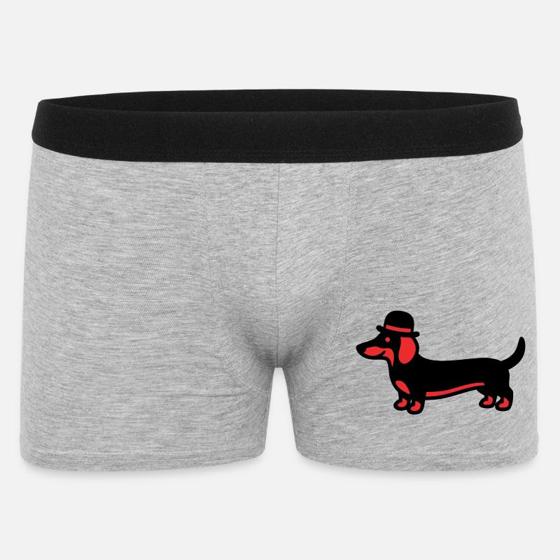 Cooler Dackel Hut Gentleman - Männer Boxer Shorts - Grau meliert