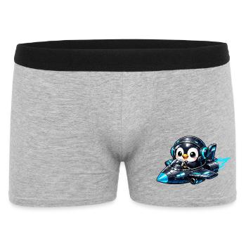 Neon penguin pilot in rocket jet - Men's Boxer Shorts - heather grey - Front