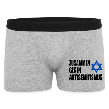 zusammen gegen antisemitism - Männer Boxer Shorts - Grau meliert - Vorne