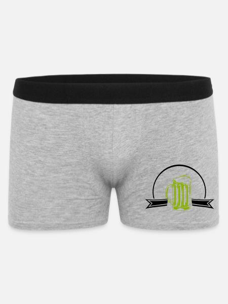 Green Neon Beer Mug Outline - Men's Boxer Shorts - heather grey