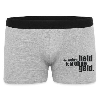 Der wahre Held... - Männer Boxer Shorts - Grau meliert - Vorne