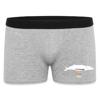 Minimalist Whale HOPE 2026 | Wal Meer Design - Männer Boxer Shorts - Grau meliert - Vorne