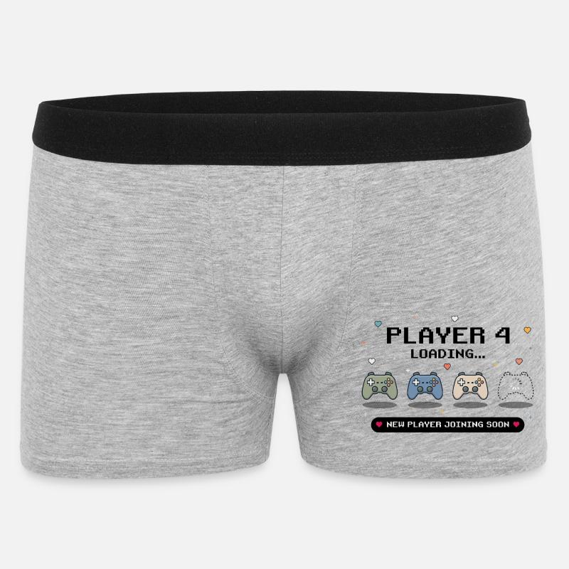 Player 4 Loading - Baby Announcement - Männer Boxer Shorts - Grau meliert