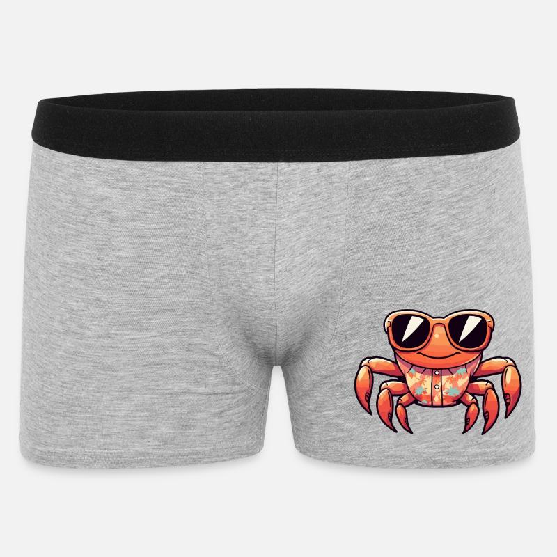 Krebs Krabbe Comic Urlaub - Männer Boxer Shorts - Grau meliert