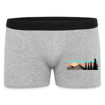 Camping Wald Berg Retro  - Männer Boxer Shorts - Grau meliert - Vorne