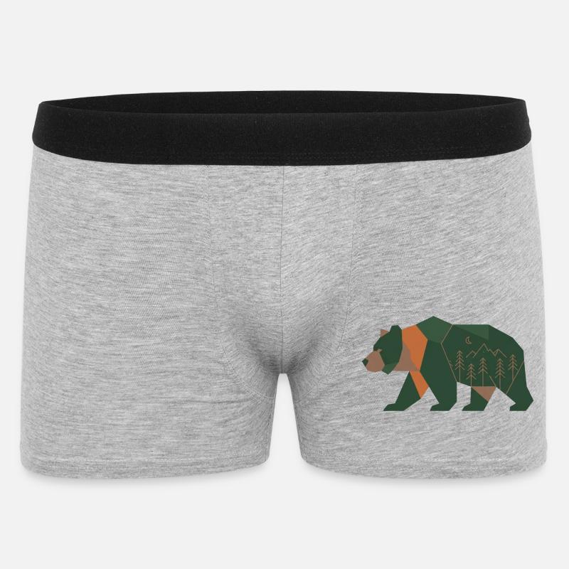Geometric Forest Bear Moonlight - Men's Boxer Shorts - heather grey