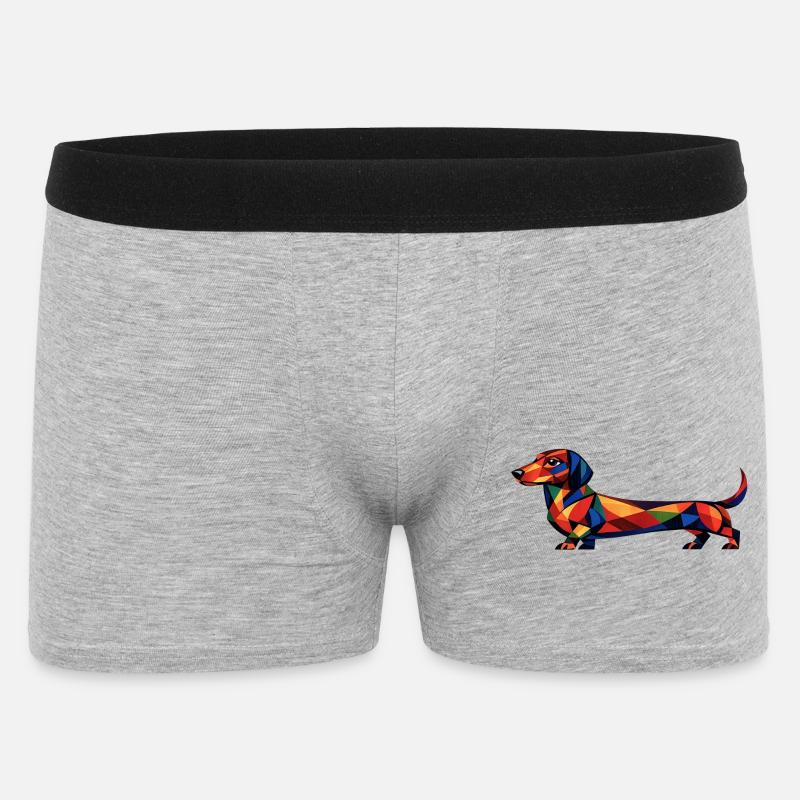 Geometrischer Dackel - Männer Boxer Shorts - Grau meliert
