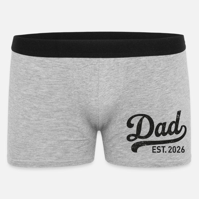 Dad Est. 2026 Retro Script - Men's Boxer Shorts - heather grey