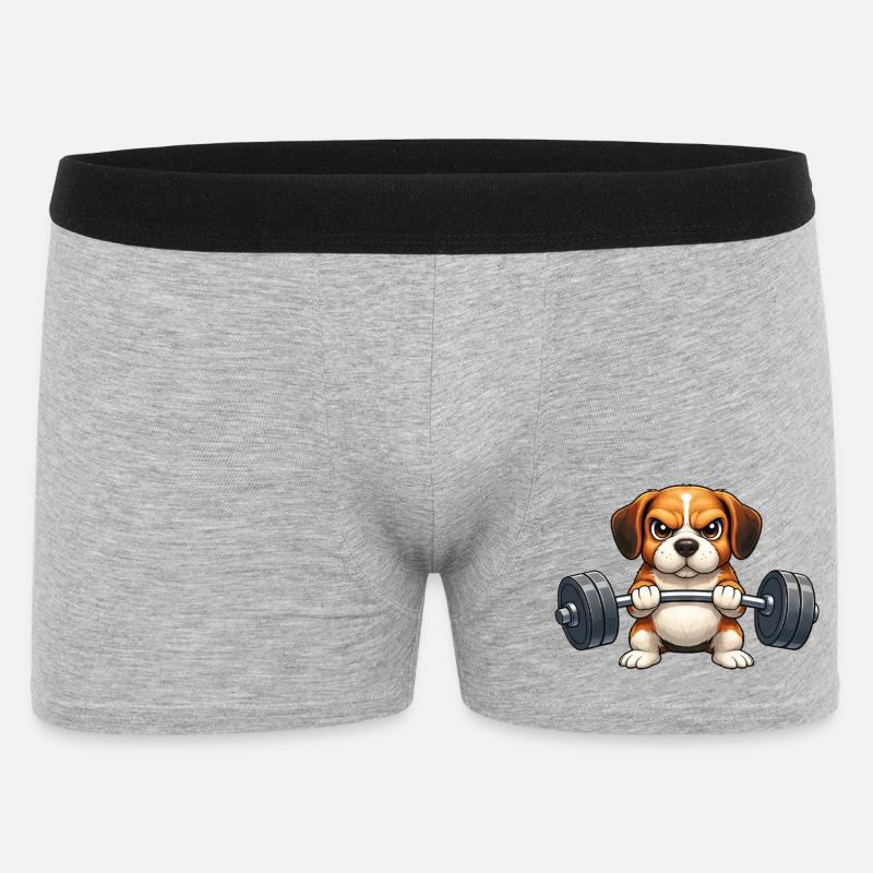 Kraftdogge Hantelheld - Männer Boxer Shorts - Grau meliert