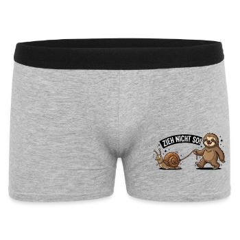 Zieh Nicht So Sloth Snail Funny German Animal  - Männer Boxer Shorts - Grau meliert - Vorne