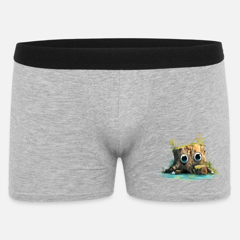 Waldstumpf mit neugierigen Augen - Männer Boxer Shorts - Grau meliert
