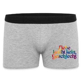 Buntes LGBT Motiv Liebe kennt kein Geschlecht - Männer Boxer Shorts - Grau meliert - Vorne