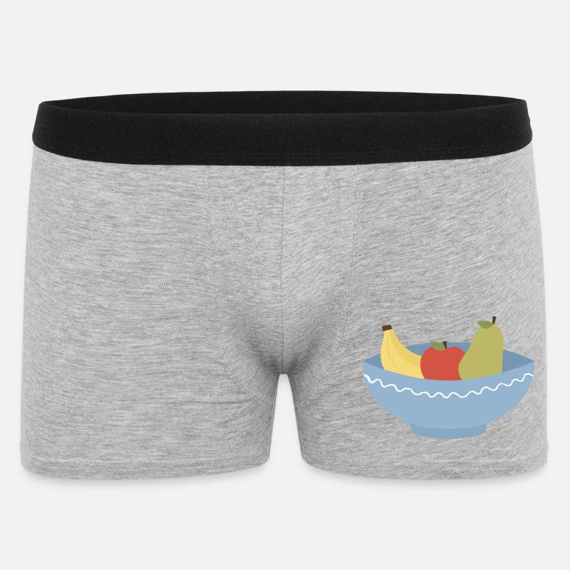 Obstschalen-Stillleben-Illustration - Männer Boxer Shorts - Grau meliert
