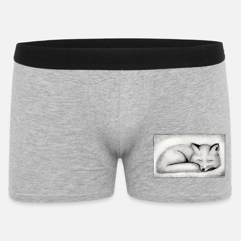 Schlafender Fuchs - handgeschnitzte Druckvorlage - Männer Boxer Shorts - Grau meliert