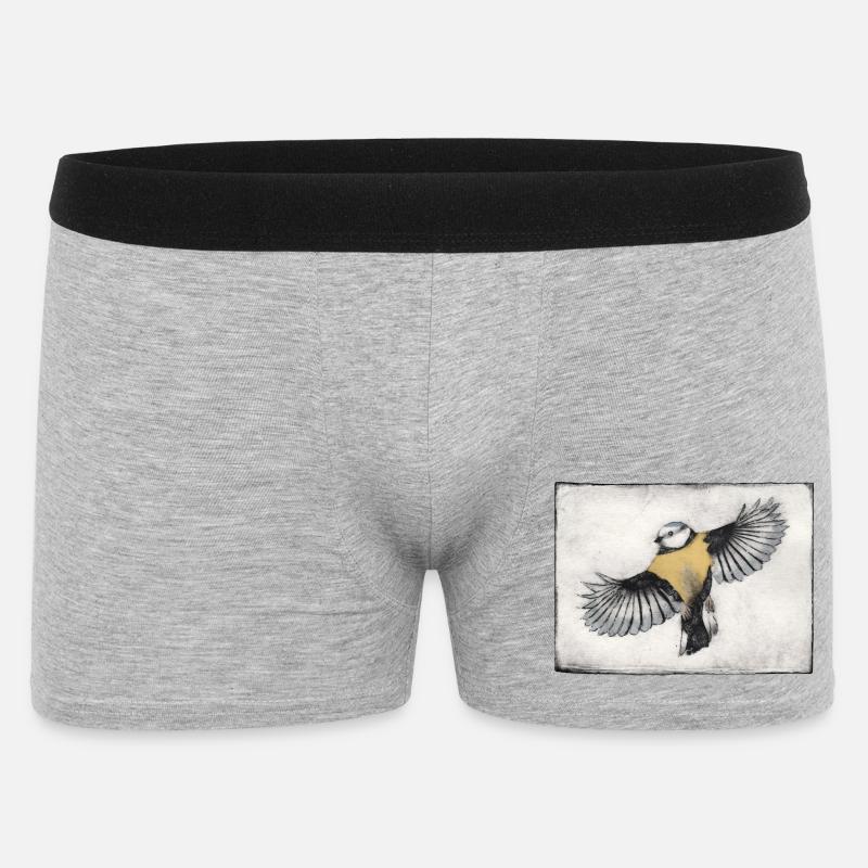 Vogel im Flug - handgeschnitzte Druckvorlage - Männer Boxer Shorts - Grau meliert