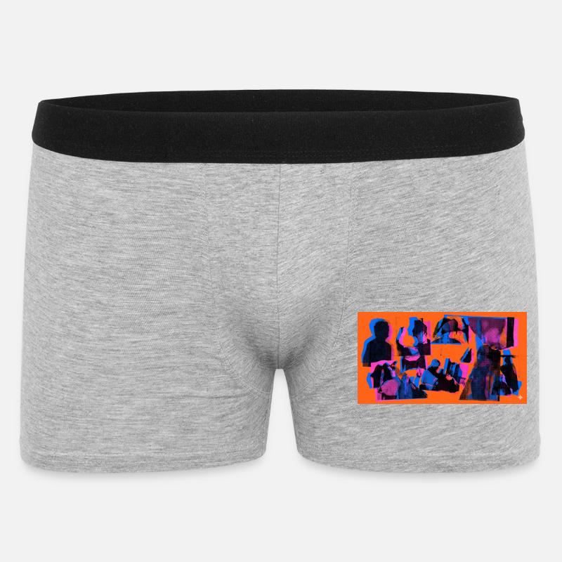 Collage Pop Silhouetten - Männer Boxer Shorts - Grau meliert