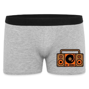 Retro Boombox Ghettoblaster 80er - Männer Boxer Shorts - Grau meliert - Vorne