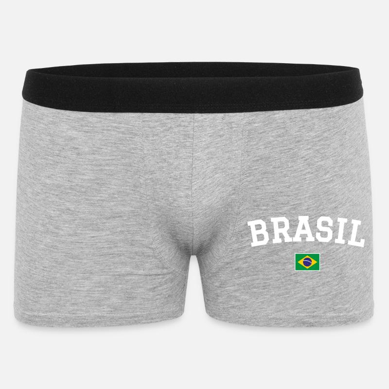 Drapeau du Brésil Dessin blanc - Boxer Homme - gris chiné