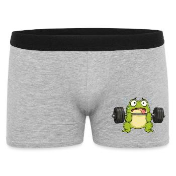 Funny frog in gym lifting weights - Men's Boxer Shorts - heather grey - Front