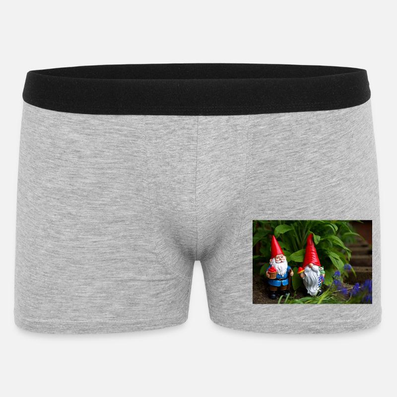 Gartenzwerge im Beet - Männer Boxer Shorts - Grau meliert